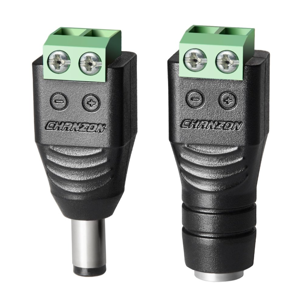 CHANZON 10 Pairs 12V DC Power Jack Connector 5.5mm x 2.1mm Male and Female 24V Socket for Led Light Strip CCTV Security Camera Cable Wire Ends Plug Barrel Adapter