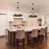 LNC Farmhouse Chandelier, Wood Round Wagon Wheel 6-Light Fixture with Seeded Glass Shades for Dining & Living Room, Bedroom, Kitchen and Foyer view 2