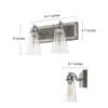 LOG BARN 2 Lights Bathroom Lighting in Real Distressed Wood and Brushed Antique Silver Finish with Cone Clear Glass Shades, 14.1" Vanity Light Fixture view 3
