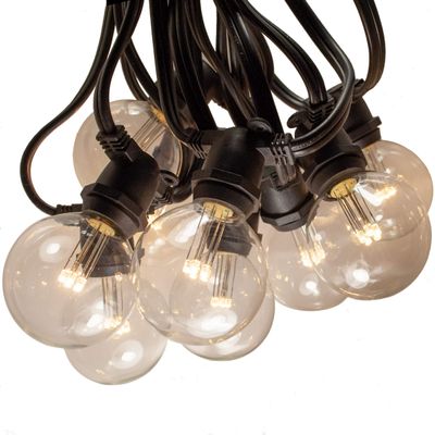 25 Foot C9 Commercial String Lights with LED G50 Clear Bulbs - Black Wire