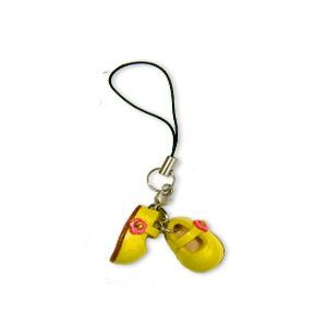 First shoes yellow Leather mobile/Cellphone Charm VANCA CRAFT-Collectible Cute Mascot Made in Japan