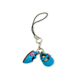First shoes blue Leather mobile/Cellphone Charm VANCA CRAFT-Collectible Cute Mascot Made in Japan