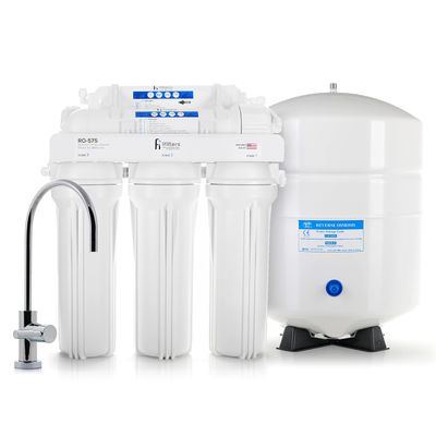 Professional 5 Stage Reverse Osmosis System Complete 75 GPD With Filters Faucet & Tank - Built in USA