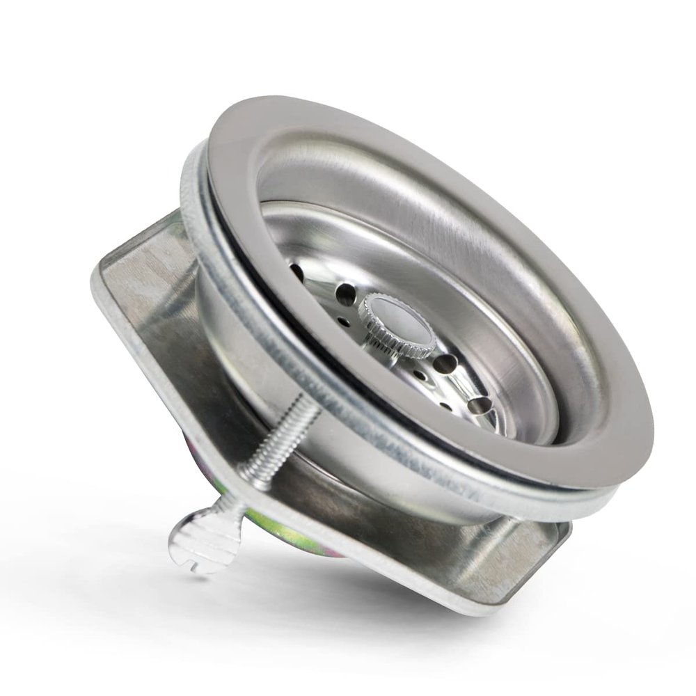 Highcraft 9743 Kitchen Sink EZ Connect Stainless Steel Drain Assembly with Strainer Basket/Stopper, Single, Stainless-Steel