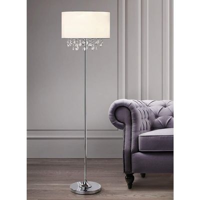 HomeTREND HOMEGLAM Florence Crystal Pendants Floor Lamp (White Shade)