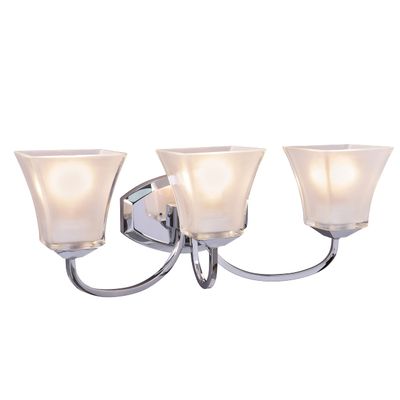 Aspen Creative 62132, Three Metal, 21 1/4" Wide, Transitional Design in with Frosted Glass Shade Bathroom Vanity Wall Light Fixture, 3, Brushed Nickel