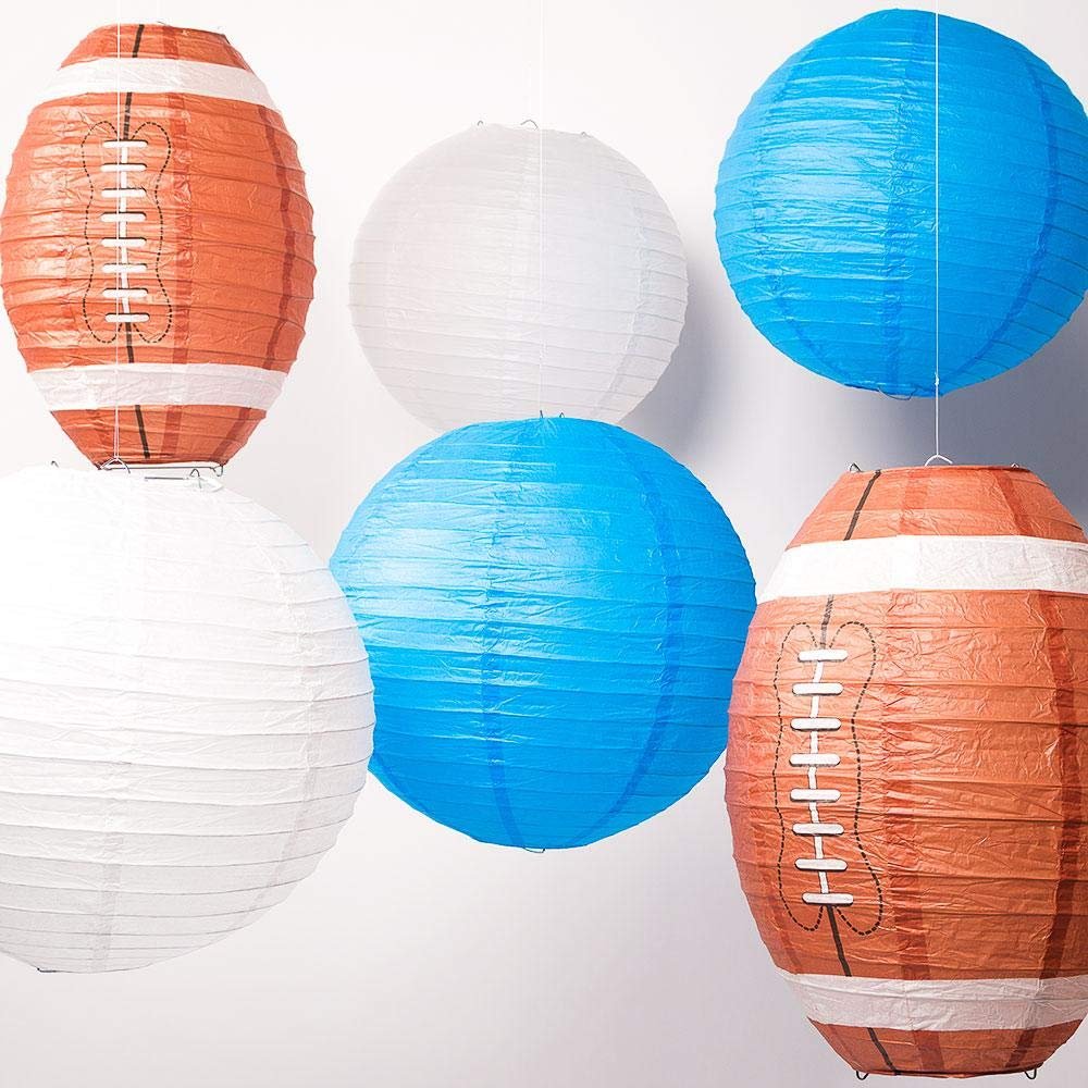 Quasimoon PaperLanternStore.com Tennessee Pro Football Paper Lanterns 6pc Combo Tailgating Party Pack (Turquoise/White)