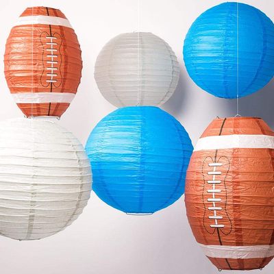Quasimoon PaperLanternStore.com Detroit Pro Football Paper Lanterns 6pc Combo Tailgating Party Pack (Turquoise/Grey)