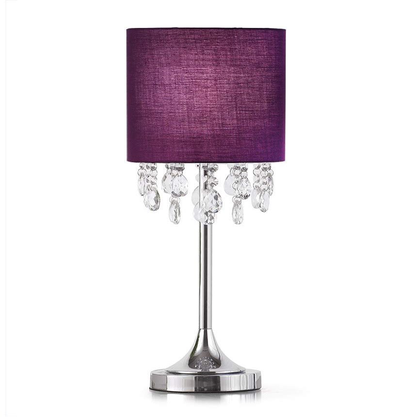 Florence 22"H Crystal Pendants Table Lamp (Purple Shade)