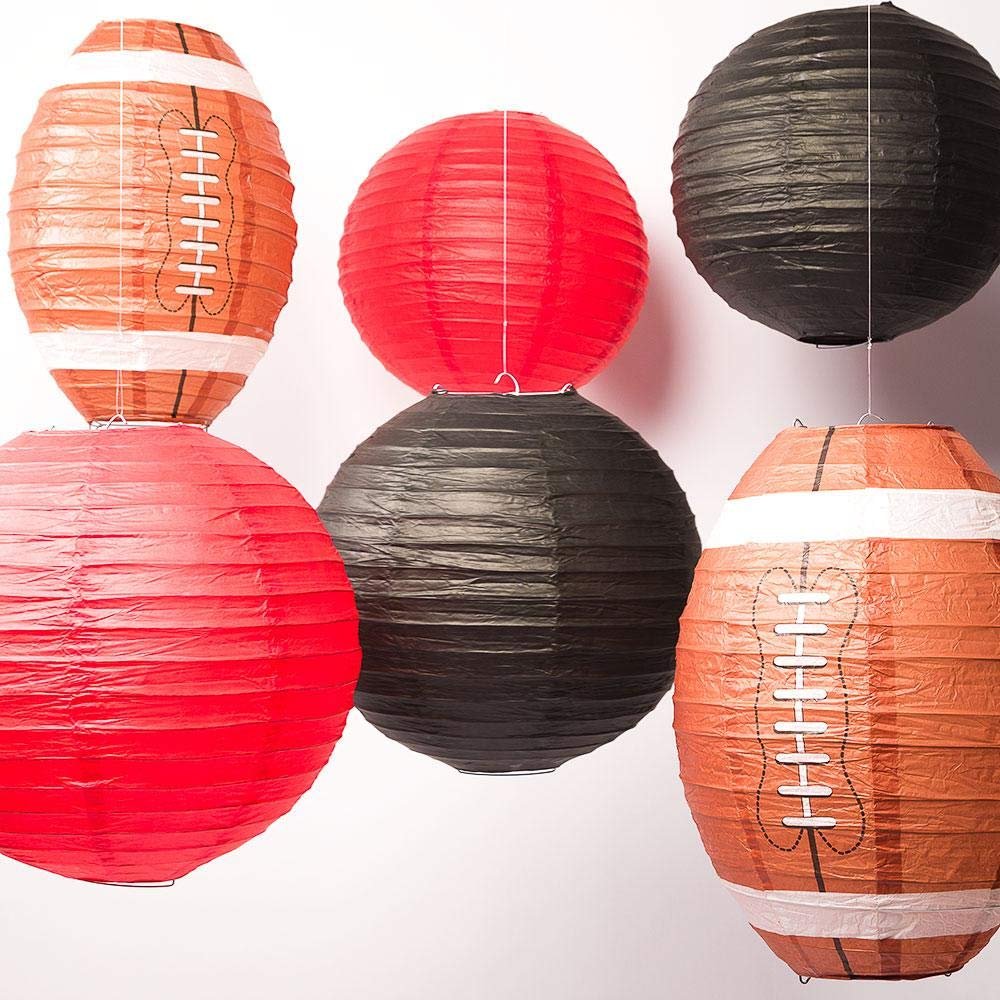 Quasimoon PaperLanternStore.com Tampa Bay Pro Football Paper Lanterns 6pc Combo Tailgating Party Pack (Red/Black)