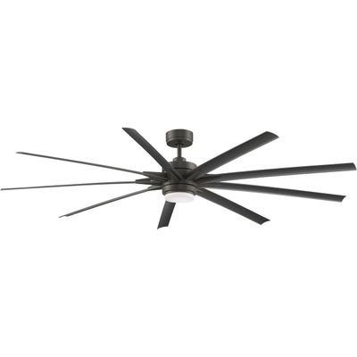 Fanimation Odyn 84 inch Indoor/Outdoor Ceiling Fan with LED CCT Select Light Kit - Matte Greige with Weathered Wood Blades