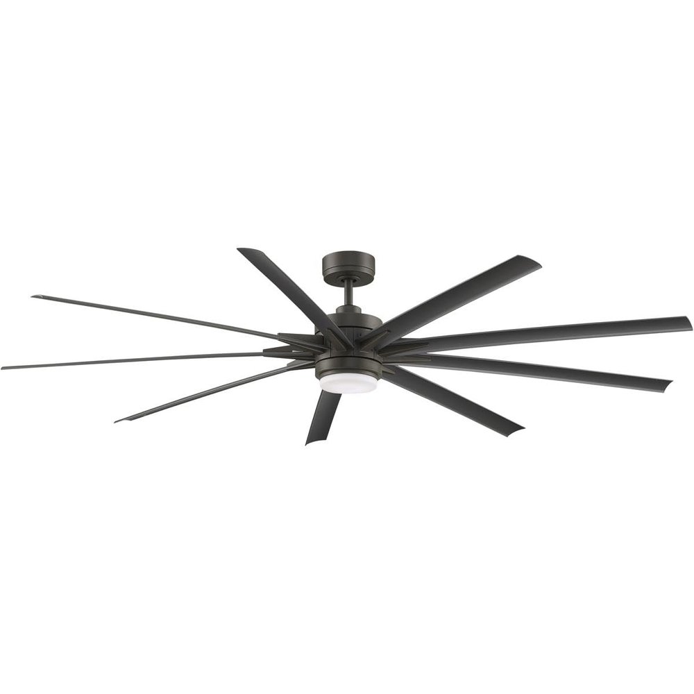 Fanimation Odyn 84 inch Indoor/Outdoor Ceiling Fan with LED CCT Select Light Kit - Matte Greige with Weathered Wood Blades