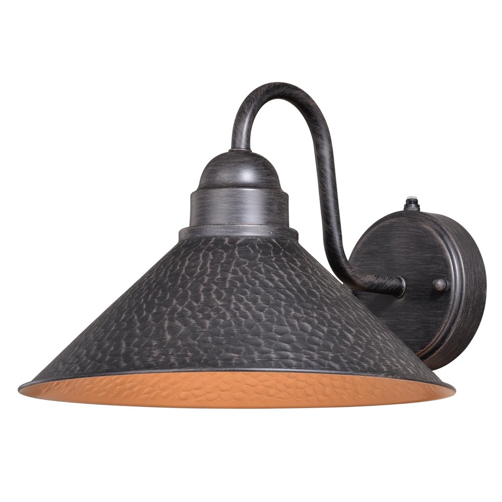 VAXCEL Outland 9 in. H 1-Light Aged Iron and Light Gold Dusk to Dawn Sensor Farmhouse Outdoor Wall Sconce, Gooseneck Metal Shade, Dark Sky Compliant for Exterior Porch Patio Front Door or Garage