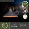VAXCEL Outland 9 in. H 1-Light Aged Iron and Light Gold Dusk to Dawn Sensor Farmhouse Outdoor Wall Sconce, Gooseneck Metal Shade, Dark Sky Compliant for Exterior Porch Patio Front Door or Garage view 3