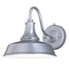 VAXCEL Dorado 9 in. H 1-Light Satin Silver and White Dusk to Dawn Sensor Farmhouse Outdoor Wall Sconce, Gooseneck Steel Shade, Dark Sky Compliant for Exterior Porch Patio Front Door or Garage view 1