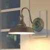 VAXCEL Dorado 9 in. H 1-Light Satin Silver and White Dusk to Dawn Sensor Farmhouse Outdoor Wall Sconce, Gooseneck Steel Shade, Dark Sky Compliant for Exterior Porch Patio Front Door or Garage view 2