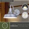 VAXCEL Dorado 9 in. H 1-Light Satin Silver and White Dusk to Dawn Sensor Farmhouse Outdoor Wall Sconce, Gooseneck Steel Shade, Dark Sky Compliant for Exterior Porch Patio Front Door or Garage view 4