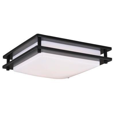 VAXCEL Horizon 12-in W LED Bronze Flush Mount Ceiling Light Fixture White Shade