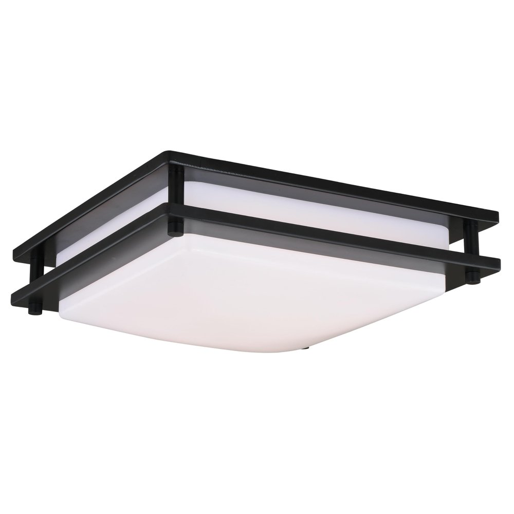 VAXCEL Horizon 12-in W LED Bronze Flush Mount Ceiling Light Fixture White Shade