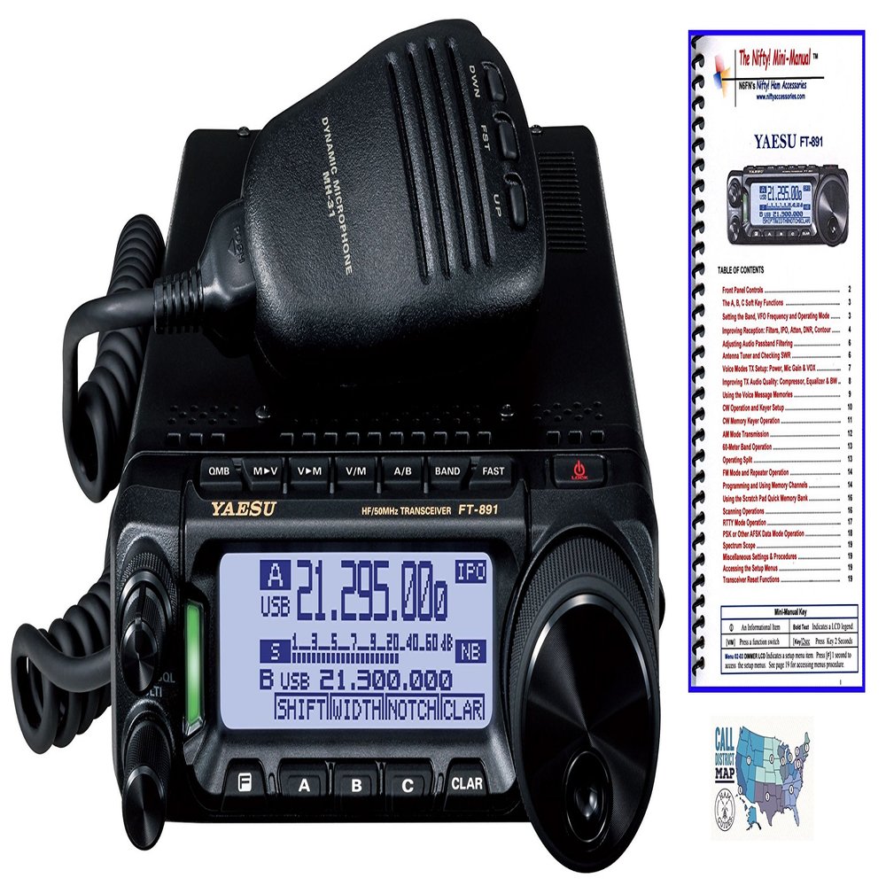 Radio and Accessory Bundle - 3 Items - Includes Yaesu FT-891 HF/6M Mobile Transceiver, Nifty! Accessories Mini-Manual and Ham Guides TM Quick Reference Card
