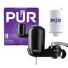 PUR Vertical Faucet Mount Water Filtration System with Lead Reducing Filter for Cleaner, Filtered Tap Water, Lasts 100 Gallons, Sink Water Filter, Fits Most Kitchen or Bathroom Faucets, Black view 1