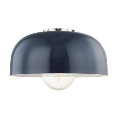 Hudson Valley Lighting Mitzi H199501L-PN/NVY Avery Ceiling Fixtures, 1-Light, 60W, Silver/Navy Finish (14''W x 6.25''H)