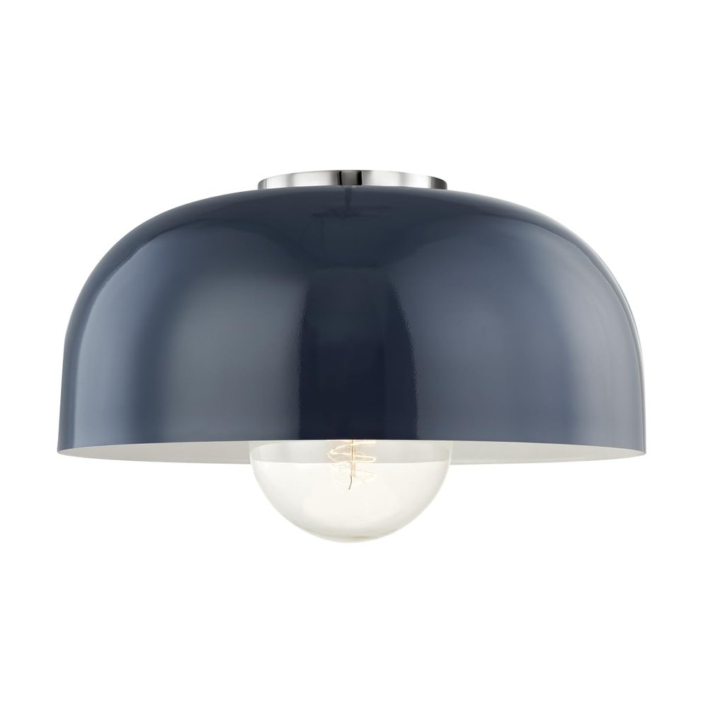 Hudson Valley Lighting Mitzi H199501L-PN/NVY Avery Ceiling Fixtures, 1-Light, 60W, Silver/Navy Finish (14''W x 6.25''H)