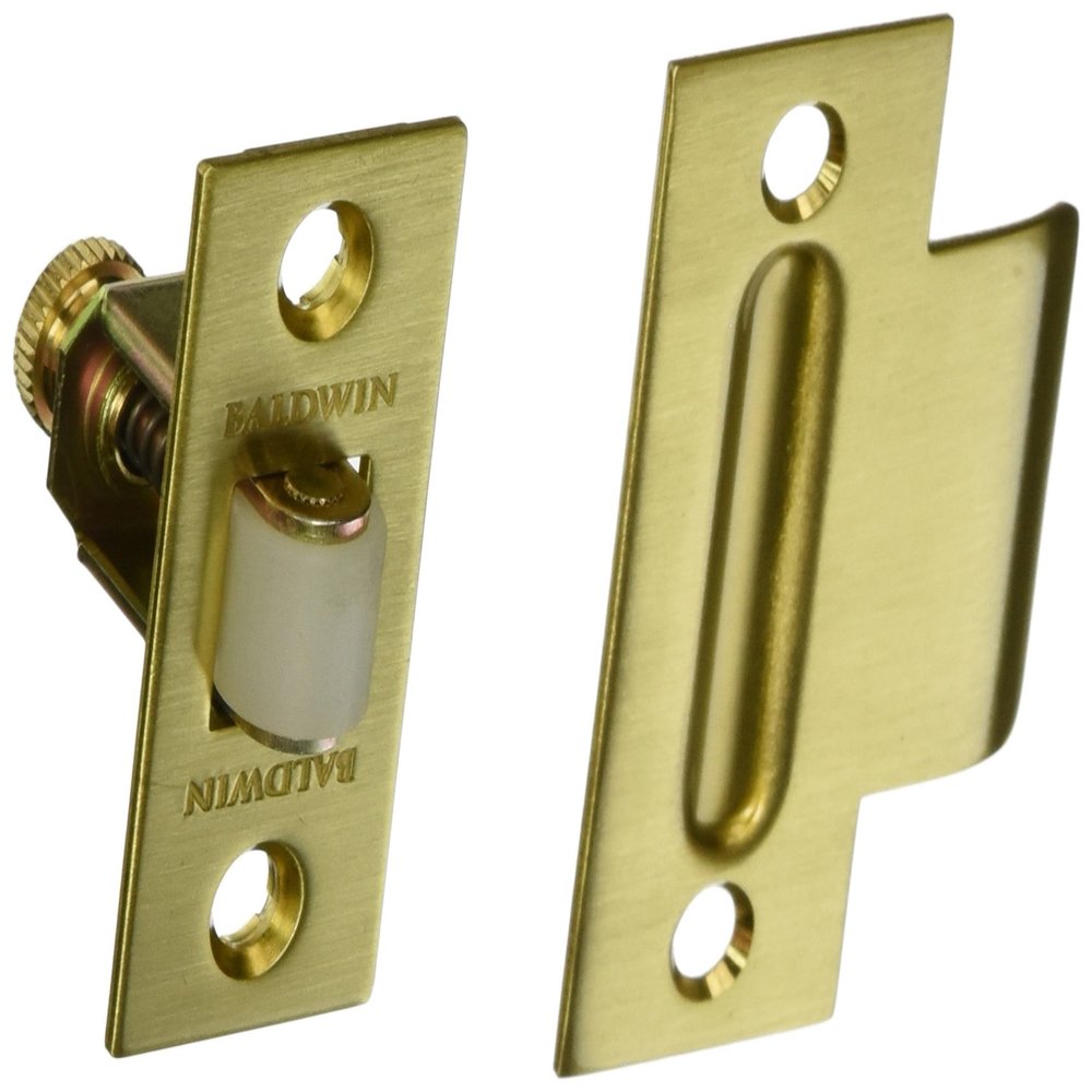Baldwin 0440060 Adjustable Roller Catch, Antique Brass with Brown