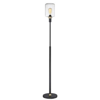 Lite Source Two Tone Floor LAMP, Black/AB/SEEDED Glass Shade, E27 V 60W LS-83112, 63.00x9.75x9.75