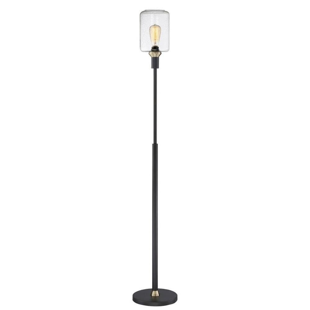Lite Source Two Tone Floor LAMP, Black/AB/SEEDED Glass Shade, E27 V 60W LS-83112, 63.00x9.75x9.75