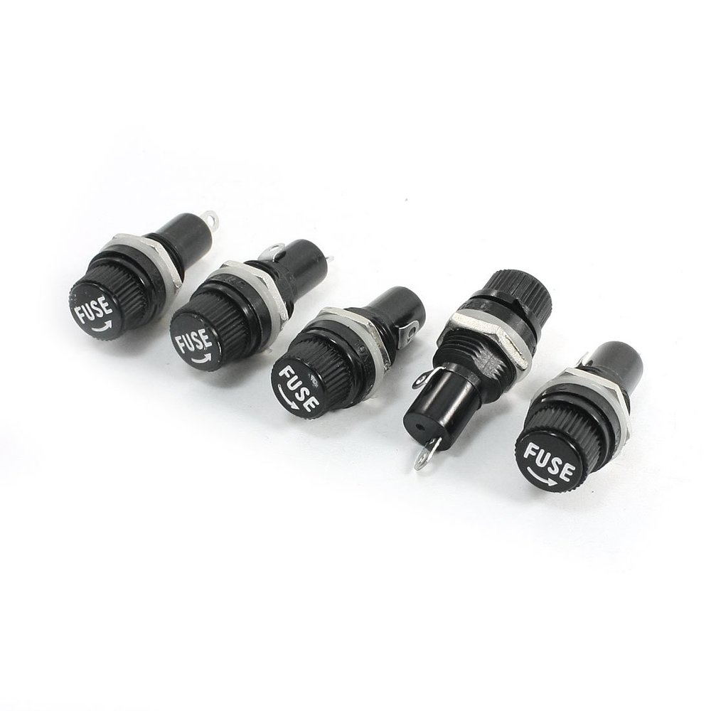 Aexit 5 Pcs Amplifier Installation 5mm x 20mm Fuse Tube Holder Black AC 125V 15A / Fuses 250V 10A