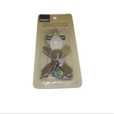 Ceiling Light & Fan Pull Chain Shaped Like a Mini Light Bulb and a Small Fan, Silver Satin Finish Ornaments