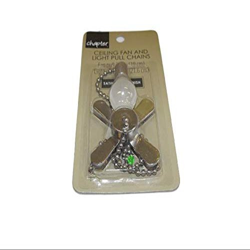 Ceiling Light & Fan Pull Chain Shaped Like a Mini Light Bulb and a Small Fan, Silver Satin Finish Ornaments