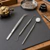 TRUVUE 3 Pc. Precision Stainless Steel Tool Set | Double-Ended Pick, Tweezers & 6.5" (16.5 cm) Inspection Mirror | Textured Grip | Vinyl Case Included view 4