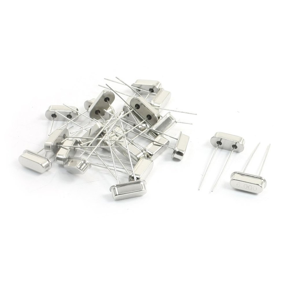 Aexit 22 Pcs Amplifier Installation Silver Tone Metal 6.000MHz Quartz Crystal Fuses Oscillator Resonator