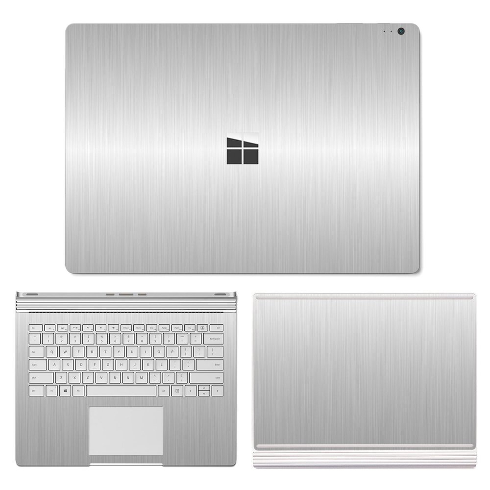 SopiGuard Microsoft Surface Book 2 (15") Carbon Fiber Precision Edge-to-Edge Coverage Easy-to-Apply Vinyl Skin Sticker Wrap (Brushed Silver)