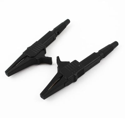Aexit 2pcs Black Electrical Testing 1000V 32A Testing Work Insulated Alligator Clip w Voltage Testers Banana Connector