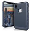 Shockproof iPhone X Case (Blue) with Tempered Glass High Definition Clear Screen Protector view 1