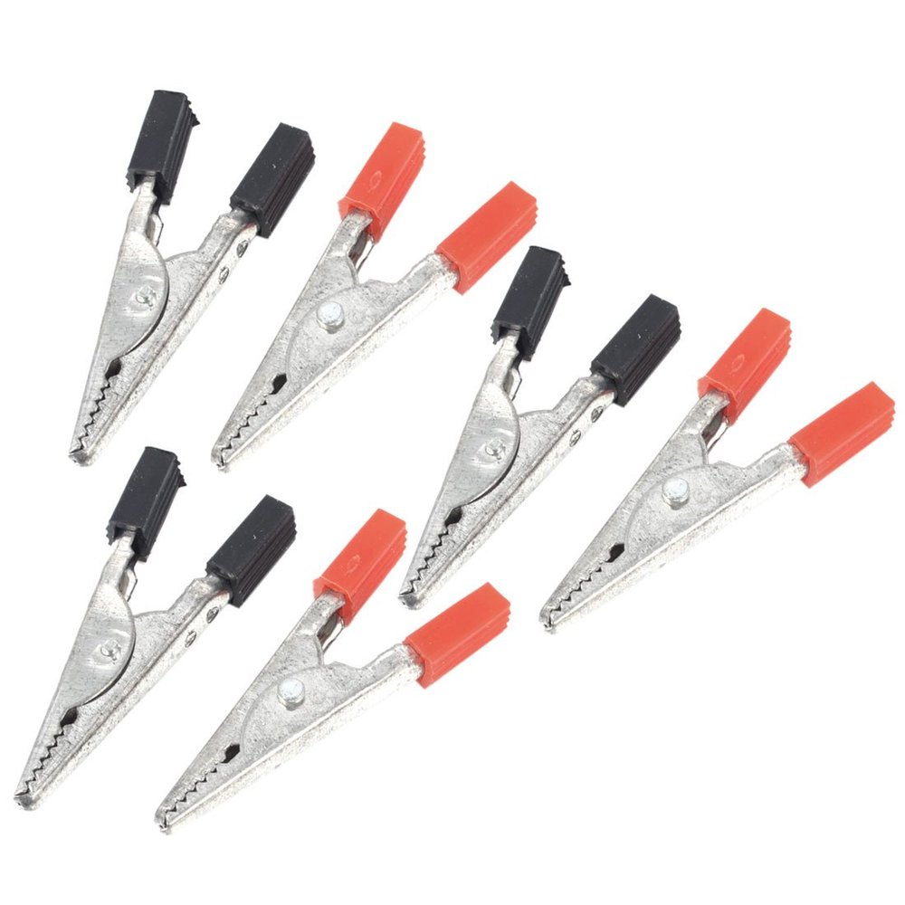 Aexit 6 Pcs Electrical Testing Black Red 53mm Insulated Alligator Clip Testing Work Voltage Testers Crocodile Clamp