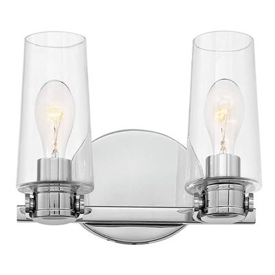 Hinkley Branson Collection Two Light Bathroom Vanity Fixture, Chrome Finish with Clear Glass