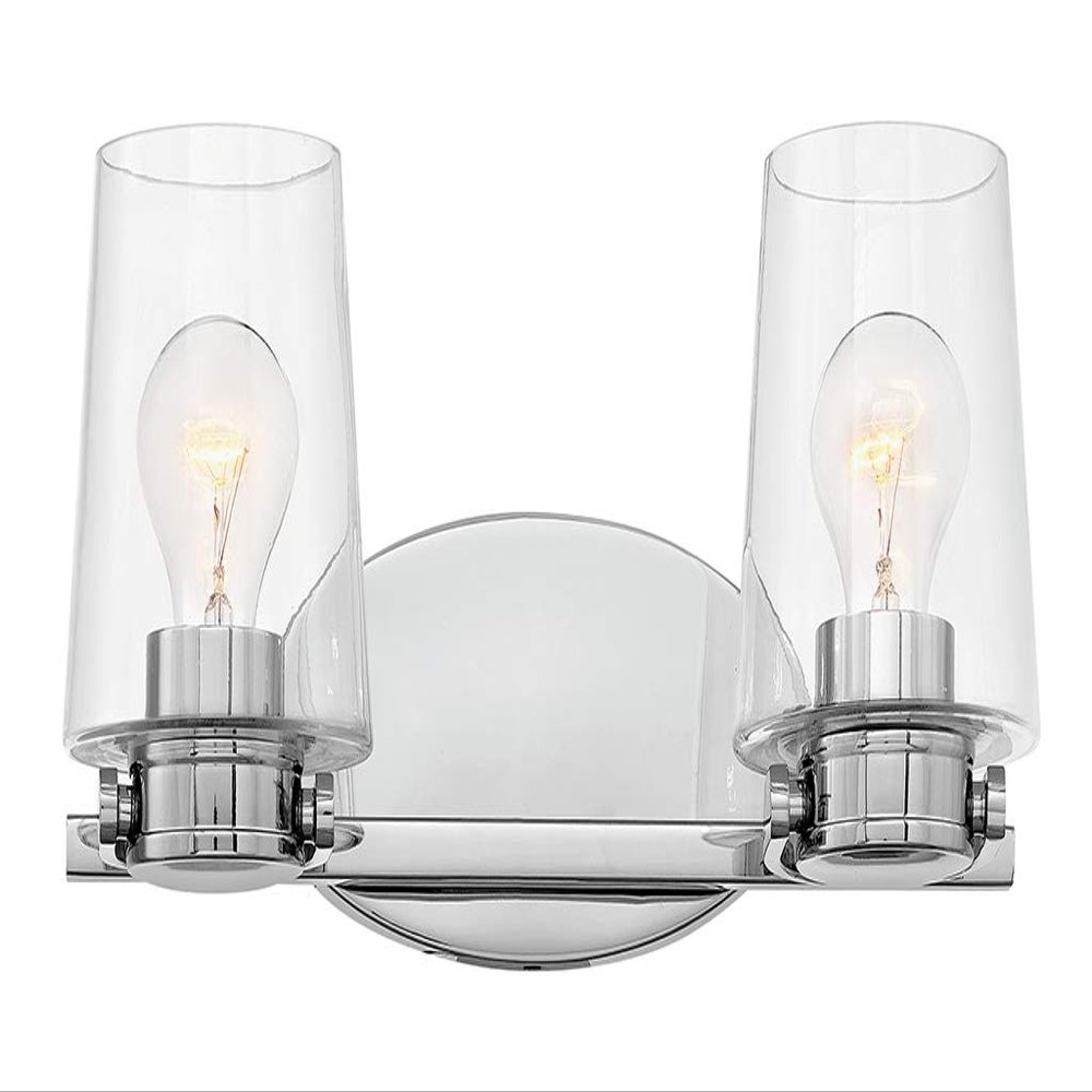 Hinkley Branson Collection Two Light Bathroom Vanity Fixture, Chrome Finish with Clear Glass