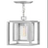 Hinkley Republic Medium Hanging Outdoor Lantern, Composite, Clear Seedy Glass Panes, Anti-Fading Finish, Satin Nickel Finish view 1