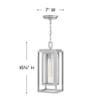 Hinkley Republic Medium Hanging Outdoor Lantern, Composite, Clear Seedy Glass Panes, Anti-Fading Finish, Satin Nickel Finish view 3