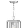 Hinkley Republic Medium Hanging Outdoor Lantern, Composite, Clear Seedy Glass Panes, Anti-Fading Finish, Satin Nickel Finish view 4