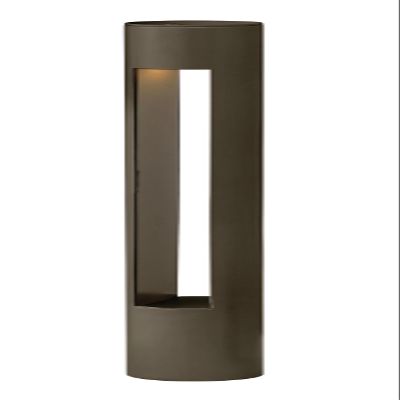 Hinkley Atlantis 12V Small Round Landscape Bollard, Aluminum, Etched Glass Lens, Modern, LED Bulb Included, Bronze Finish