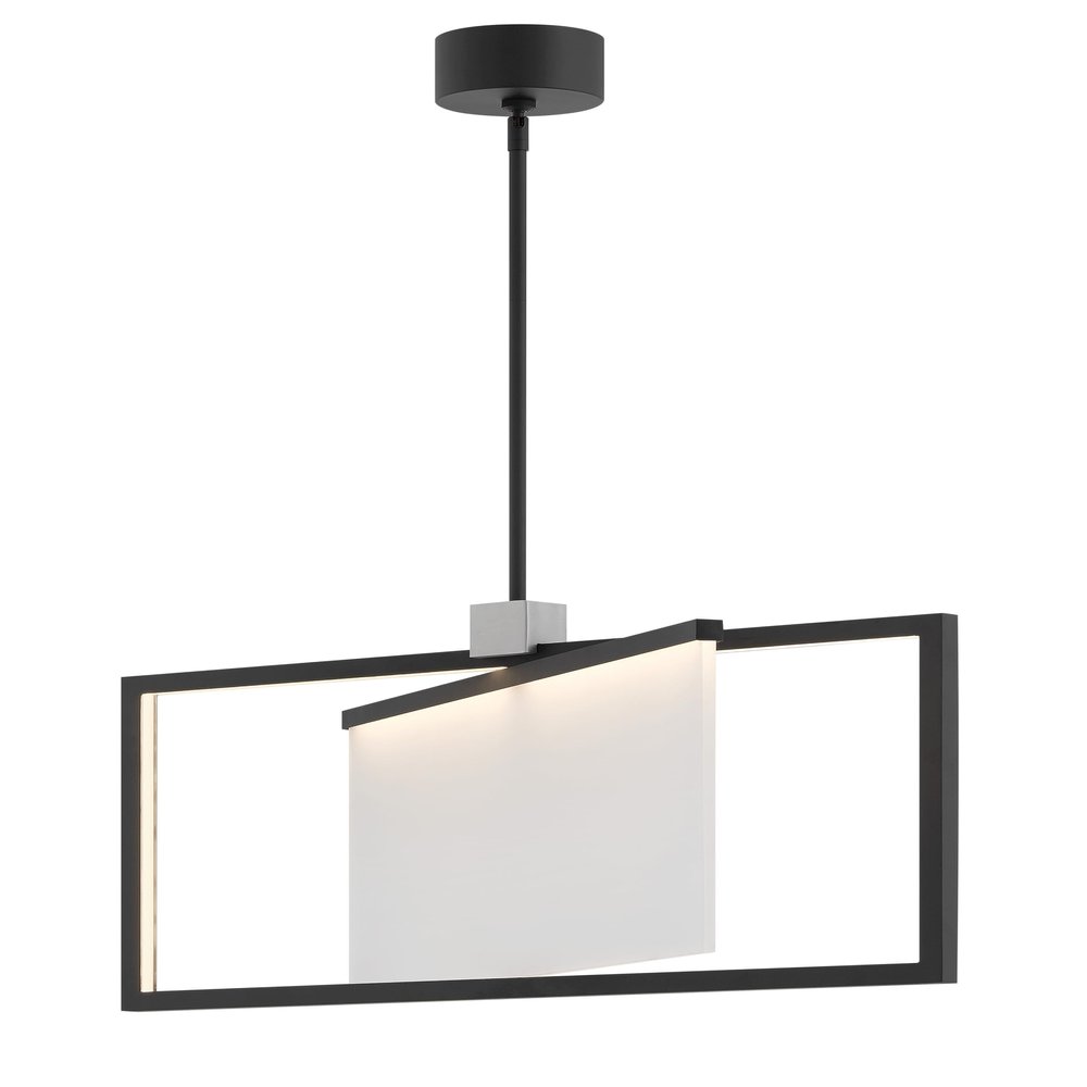Hinkley Folio Collection 30" 42W Integrated LED 1-Tier Chandelier, Black w/Sandblasted Acrylic Glass
