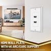 TNP HDMI Wall Plate - 2 Port HDMI Socket Plug Jack Outlet Decorative Face Plate Cover Mount Panel w/ 4K UHD ARC/eARC Ethernet Pass-Thru Support High Speed Extension Pigtail Coupler Cable view 2