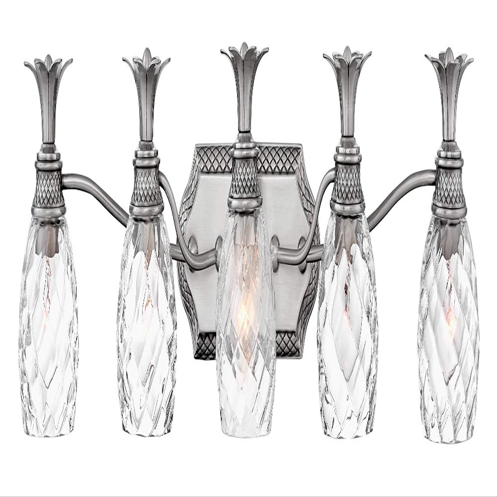 Hinkley Plantation Tropical Five Light Bathroom Vanity Fixture, Polished Antique Nickel