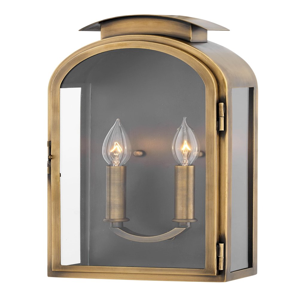 Hinkley Rowley Outdoor Medium Wall Mount Lantern, Light Antique Brass