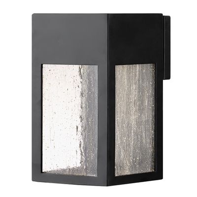 Hinkley Rook 12" Single Light Wall Mount Outdoor Lantern, Aluminum, Clear Seedy Glass, Modern, LED Included, Dark Sky Compliant, Satin Black Finish